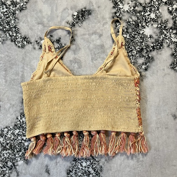 BOG Collective Crochet‎ Crop Tank Top Womens Sz Medium Boho Fringe Colorful - Picture 4 of 6